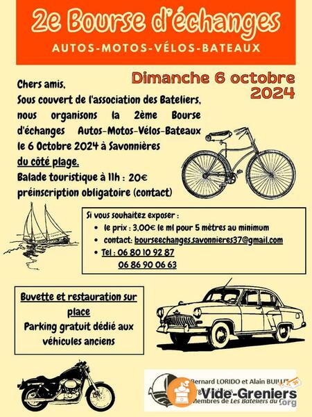 2ème Bourse d’Echanges autos, motos , bateaux, vélos