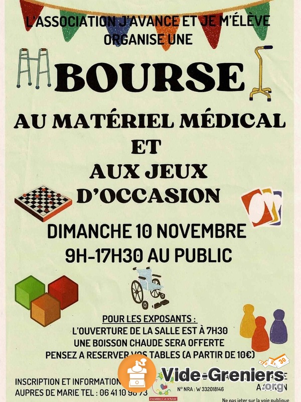 Bourse au Matériel Médical neuf (prix d'occasion), jeux etc.