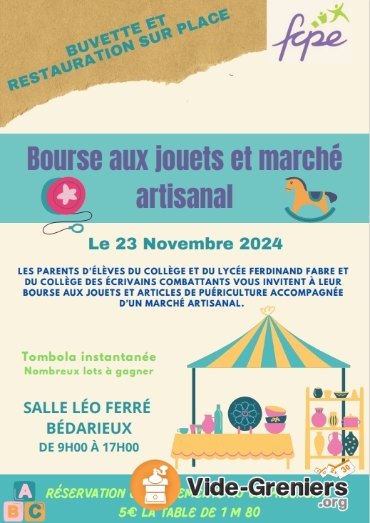 Bourse aux jouets, article de puériculture et marché artisal