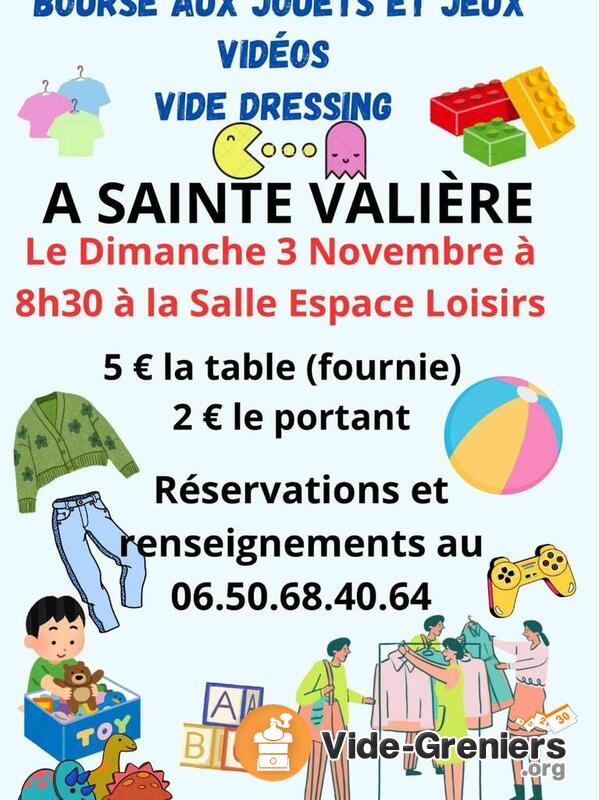 bourse aux jouets et jeux vidéos, vide dressing