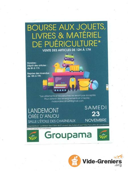 Bourse aux jouets, livres et materiel de puericulture