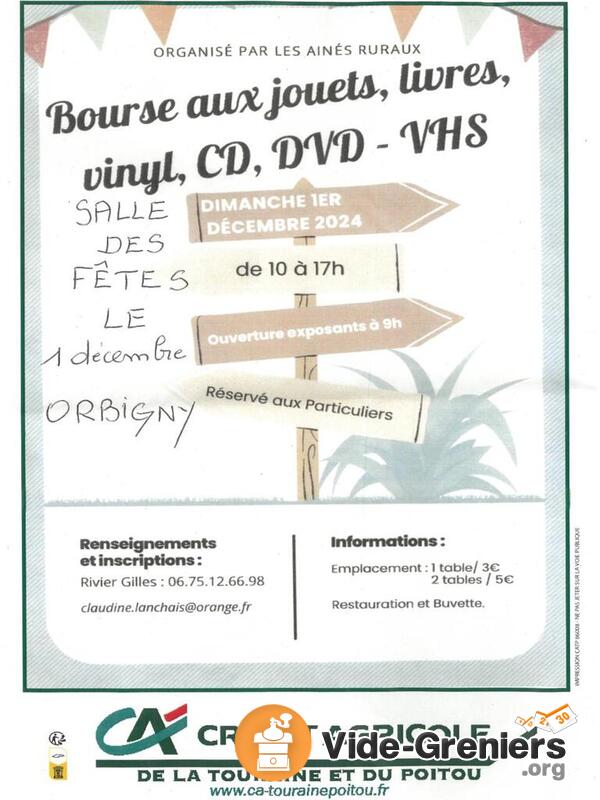 Bourse aux jouets, livres, vinyles, CD et DVD