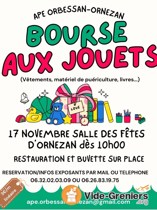 Bourse aux jouets, matériel de puériculture, livres