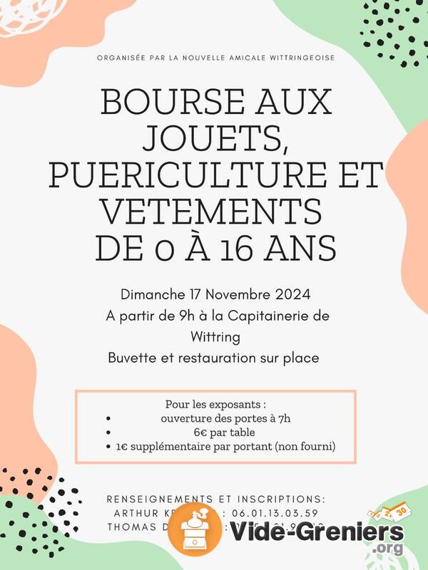 Bourse aux jouets, puériculture et vêtements de 0 à 16 ans