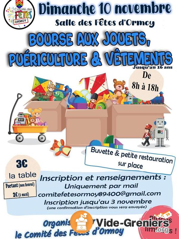 Bourse aux jouets, puériculture, vêtements (jusqu'au 16ans)