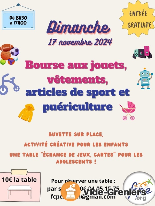 Bourse aux jouets, vêtements, articles de sport et puéricult