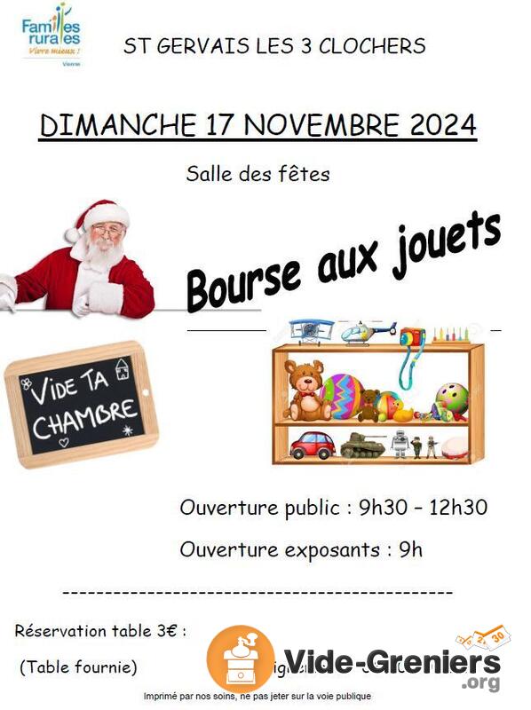 Bourse aux jouets vide ta chambre