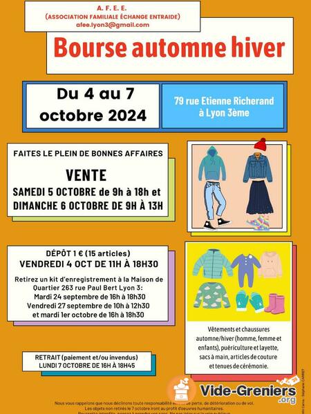 Bourse aux vêtements automne-hiver , puériculture ,