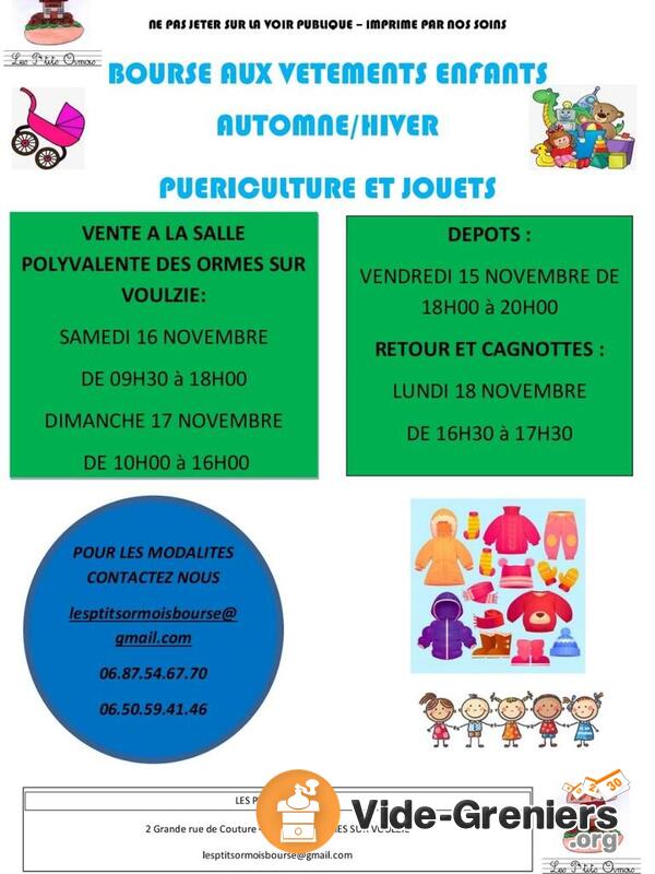 Bourse aux vêtements enfants, jouets et puéricultures