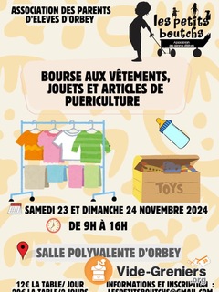 Photo de l'événement Bourse aux vêtements, jouets et articles de puériculture