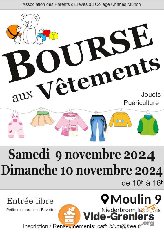 Bourse aux vêtements, jouets, puériculture