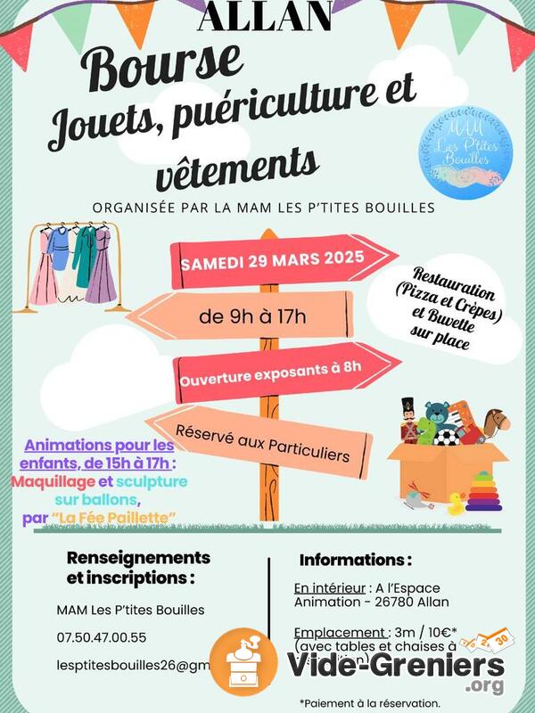 Bourses aux jouets, puériculture et vêtements