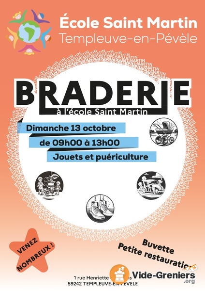 Braderie puériculture et jeux Ecole St Martin Templeuve