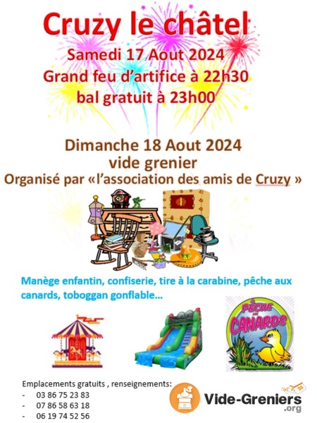 Grand vide grenier annuel de Cruzy Le Chatel