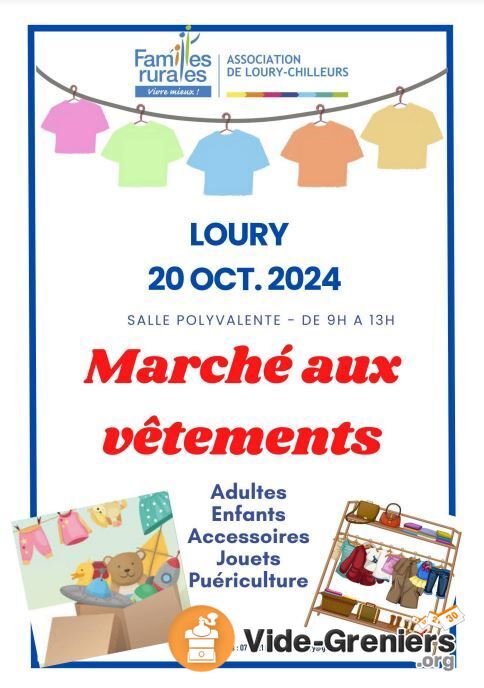 Marché aux vêtements adultes, enfants, jouets, puériculture