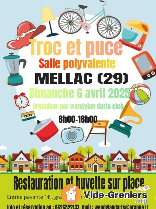 Troc et puce, salle polyvalente mellac ,