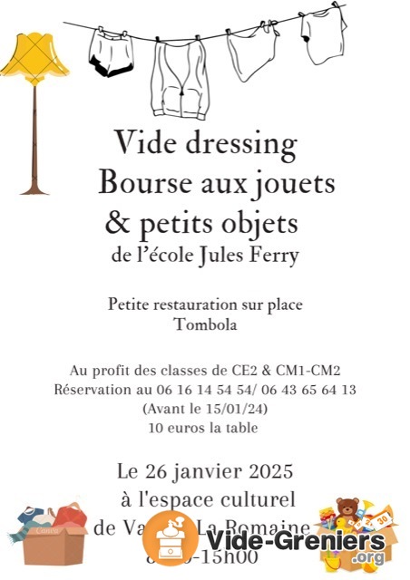 Vide dressing, bourse aux jouets et petit objets.