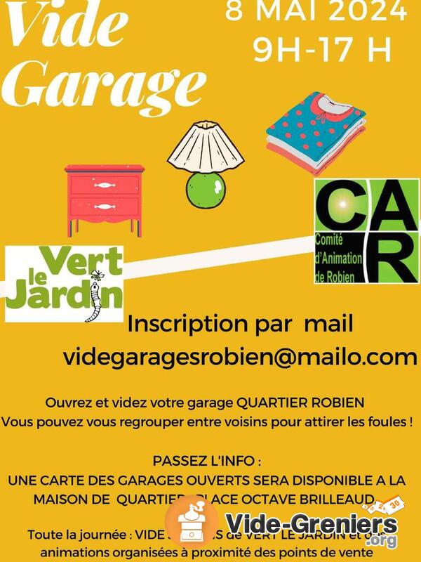 vide garages dans le quartier et vide jardin salle de Robien