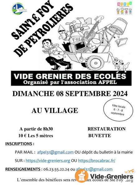 Vide grenier des écoles durant la fête locale du village