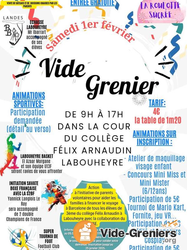 Vide grenier exceptionnel avec animation sportives et divers