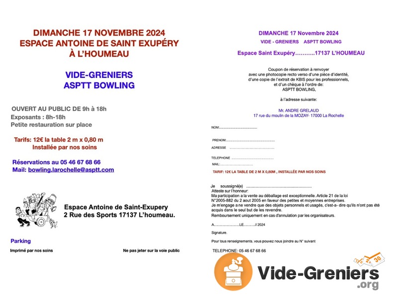 Vide grenier de l'asptt bowling