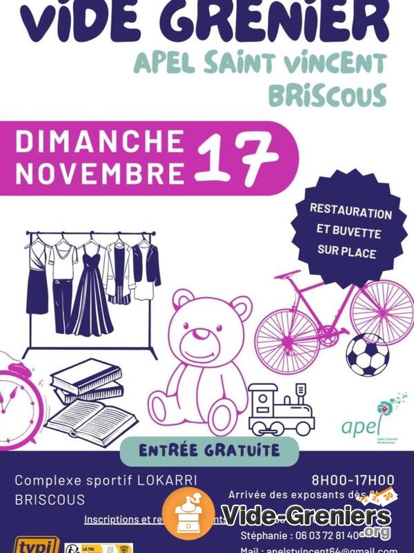 Vide grenier organise par l apel st vincent de briscous