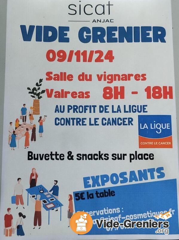 Vide grenier Sicaf au profit de la ligue contre le cancer