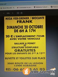 Photo de l'événement Vide Greniers FRANK ( MEGA Le 20 Octobre)