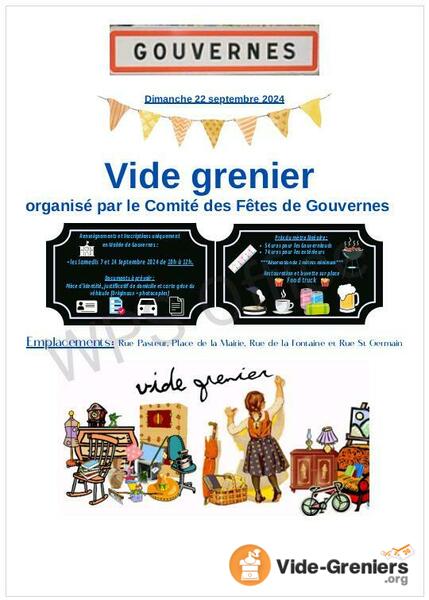 Vide greniers de Gouvernes le 22 Septembre 2024