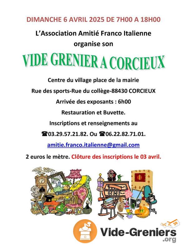 Vide greniers de l'association amitié franco italienne