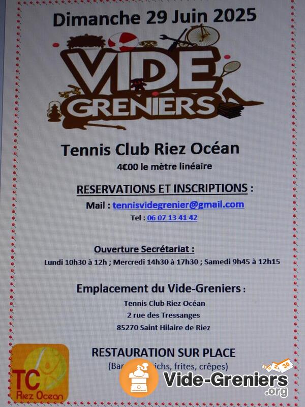 Vide-Greniers Tennis TCRO 85 St Hilaire de Riez