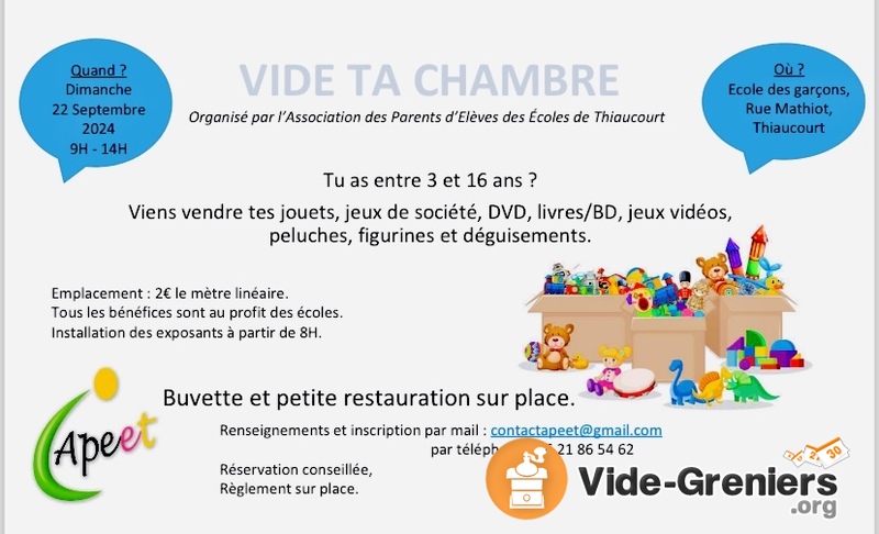 VIDE TA CHAMBRE (réservé aux enfants âgés de 3 à 16ans)